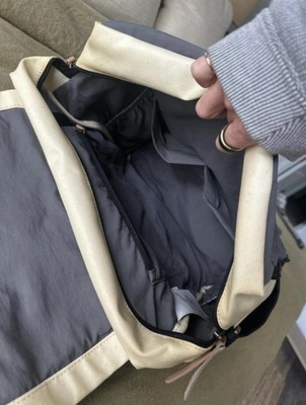 Petunia Pickle Bottom Boxy Backpack Diaper Bag, Sand/Black - Picture 6 of 8
